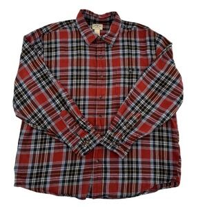 Blue Mountain Mens XL Flannel Shirt Red Black Plaid Long Sleeve  Casual Outdoors